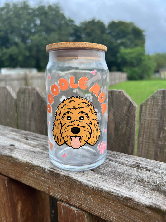 Glass 16oz Doodle Mom Cup