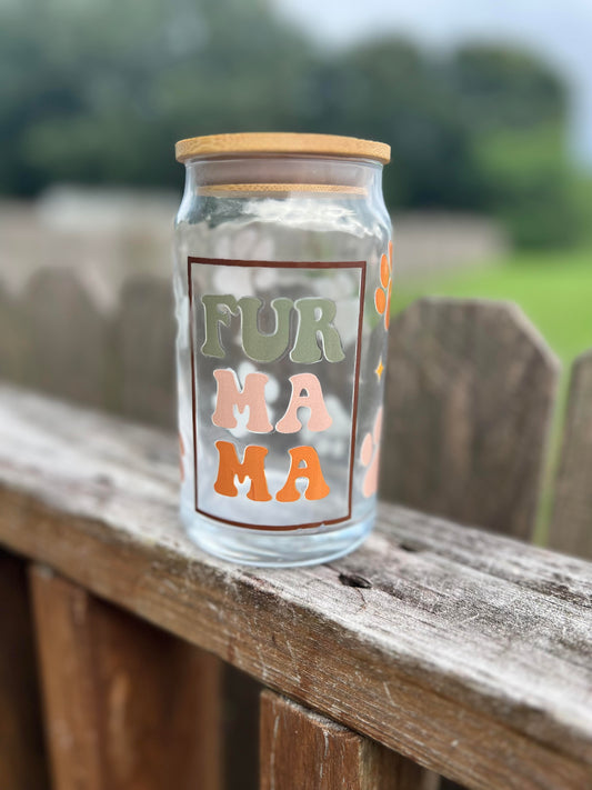 Glass 16oz Fur Mama Cup