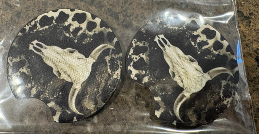 Bull Skull Car Coaster Set