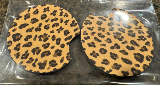 Cheetah Print Car Coaster Set