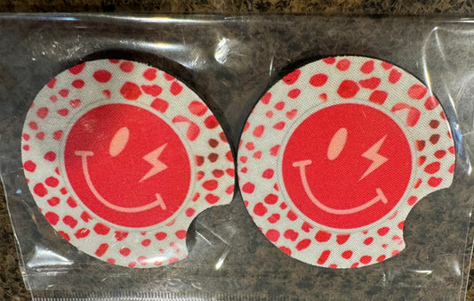 Smiley Face Car Coaster Set