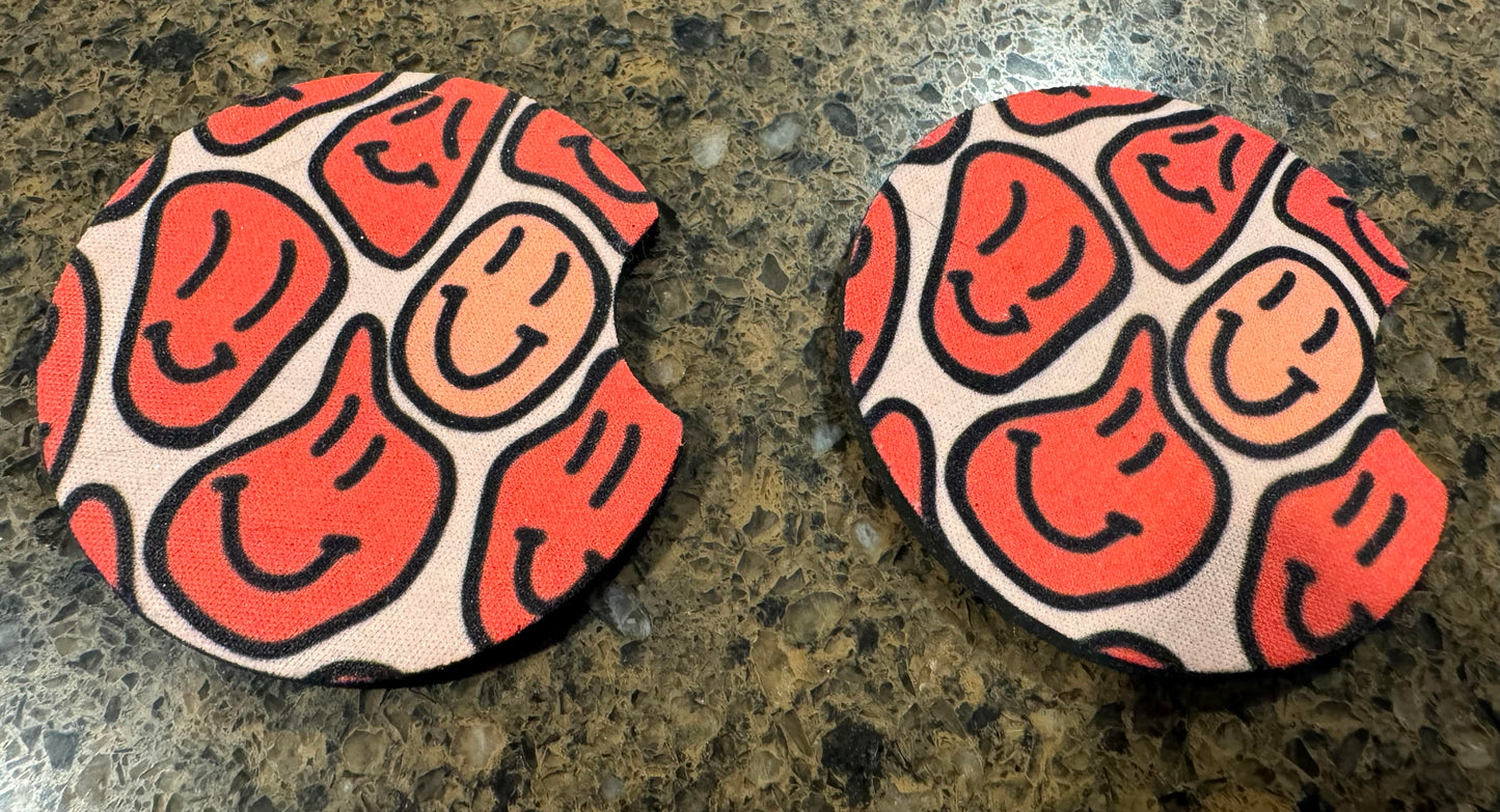 Smiley Face Car Coaster Set