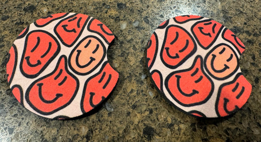 Smiley Face Car Coaster Set